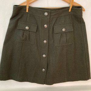 olive green A-line skirt wool size 10